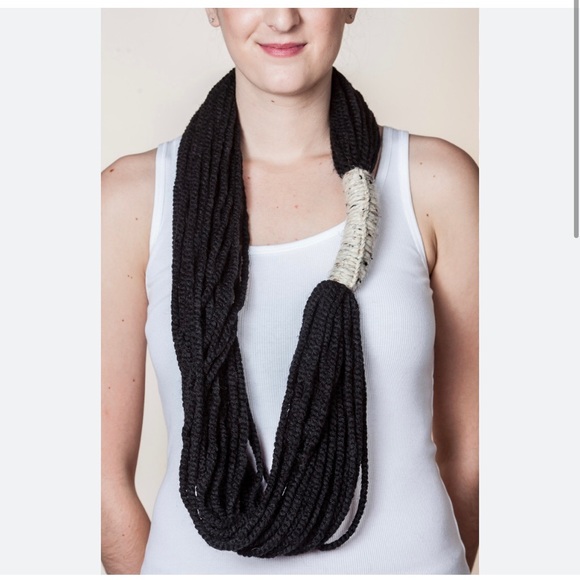 Aria | Accessories | Aria 0 Alpaca Bora Charcoal Grey String Yarn Scarf ...